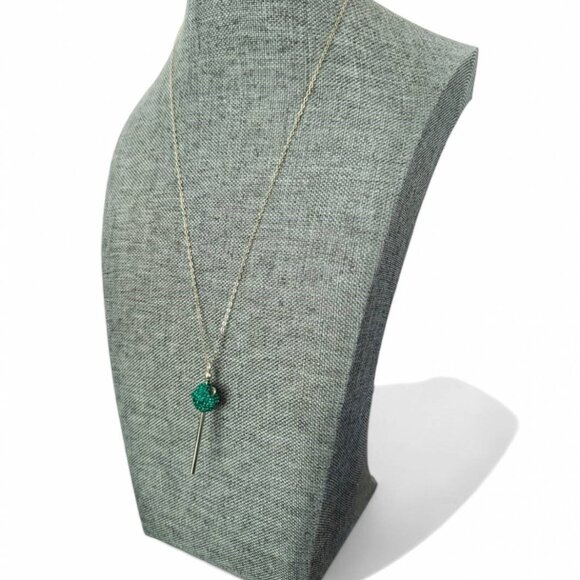 Vintage .925 Sterling Silver 18" Necklace With Teal Crystal 'Lollypop' Pendant - Picture 1 of 4